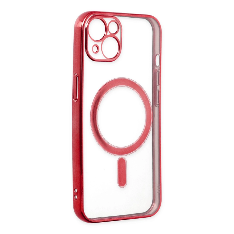 İphone 14 Plus Kılıf Magneticsafe Lazer Silikon - Kırmızı
