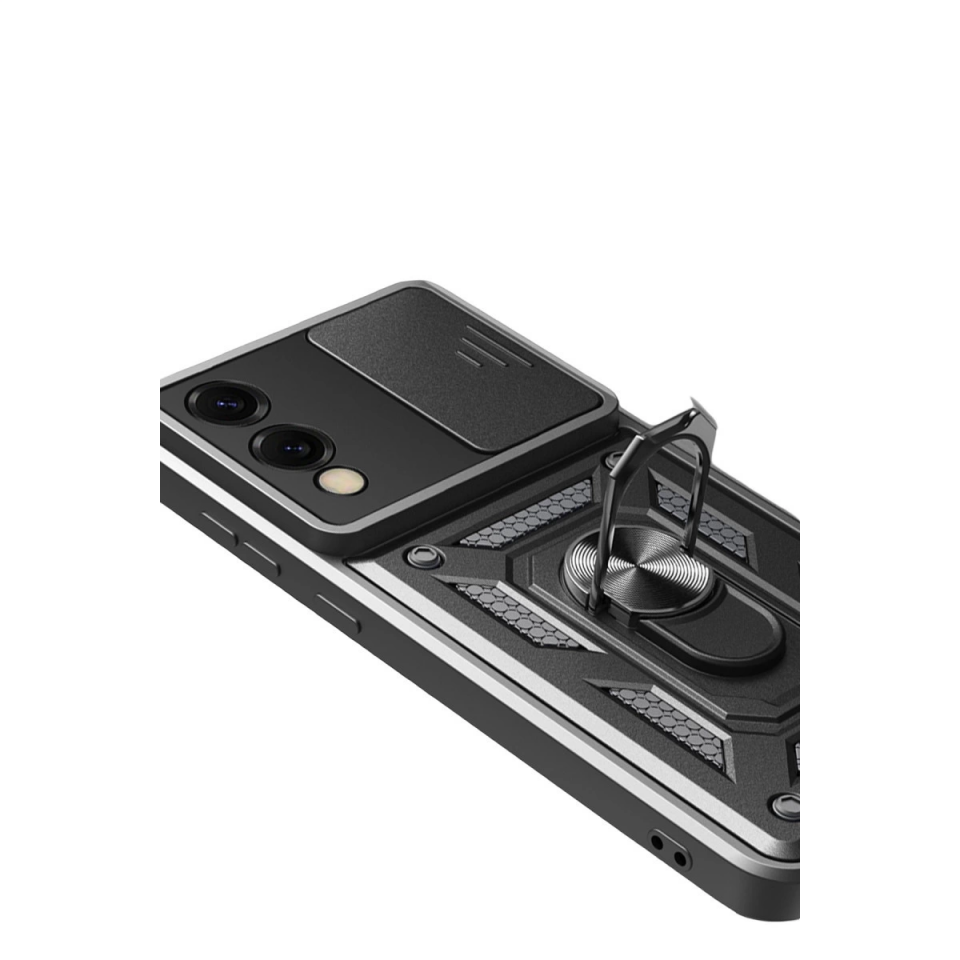 Samsung Galaxy S25 Edge Pars Lens Yüzüklü Silikon - Siyah