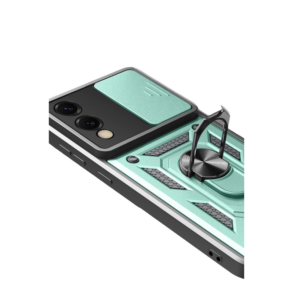 Samsung Galaxy S25 Edge Pars Lens Yüzüklü Silikon - Yeşil