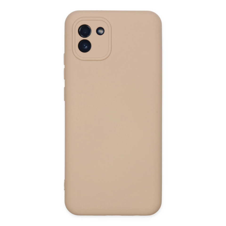 Samsung Galaxy A03 Kılıf Nano İçi Kadife Silikon - Pudra
