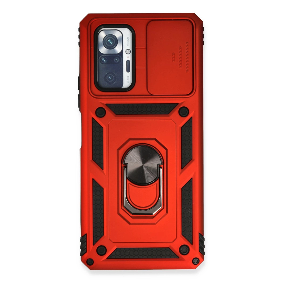 Xiaomi Redmi Note 10 Pro Kılıf Pars Lens Yüzüklü Silikon - Kırmızı