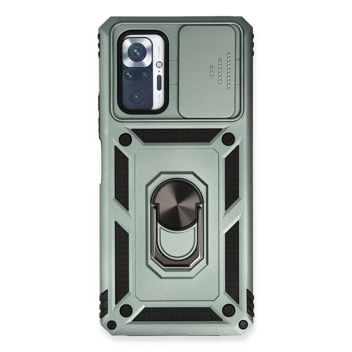 Xiaomi Redmi Note 10 Pro Kılıf Pars Lens Yüzüklü Silikon - Yeşil