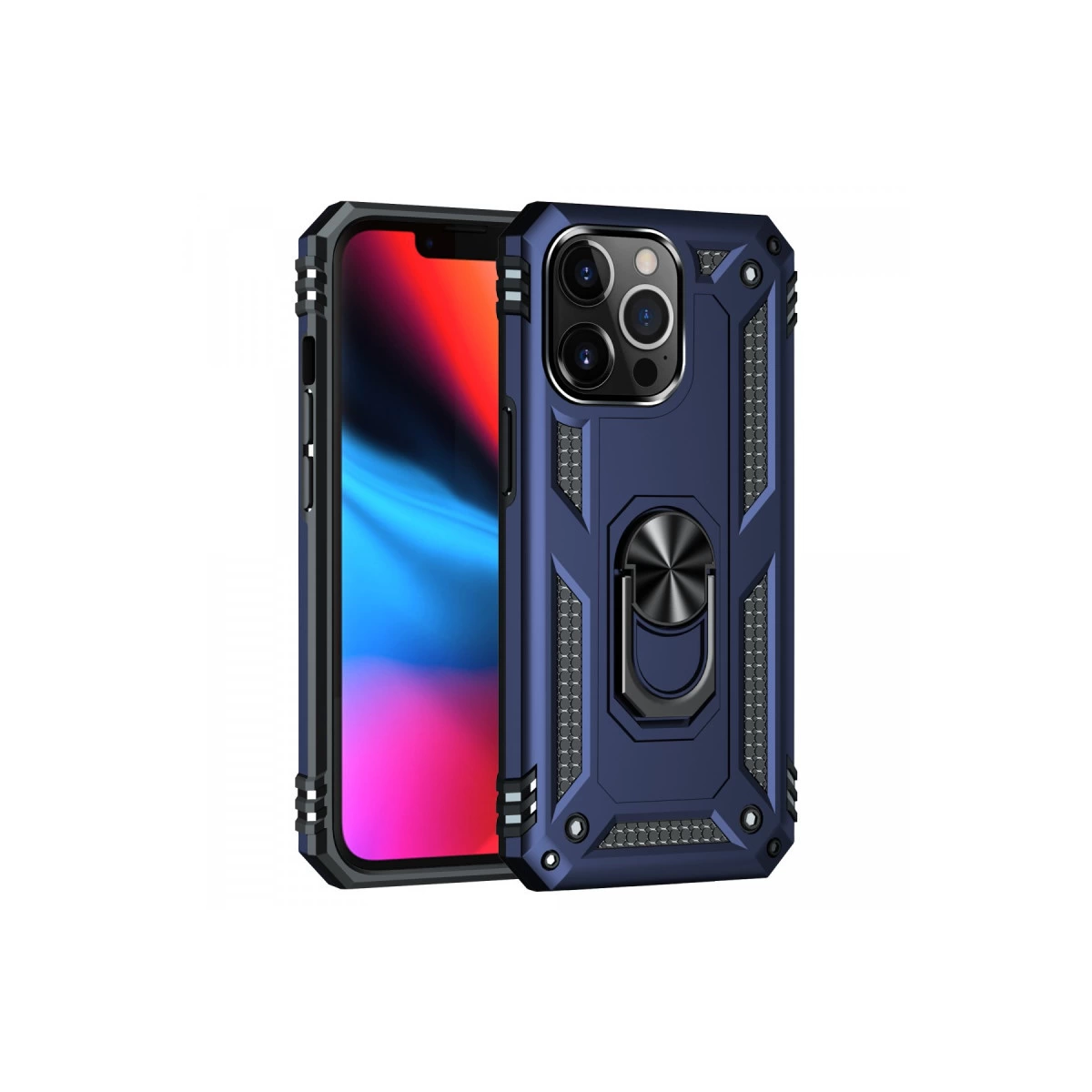 İphone 13 Pro Kılıf Sofya Yüzüklü Silikon Kapak - Lacivert