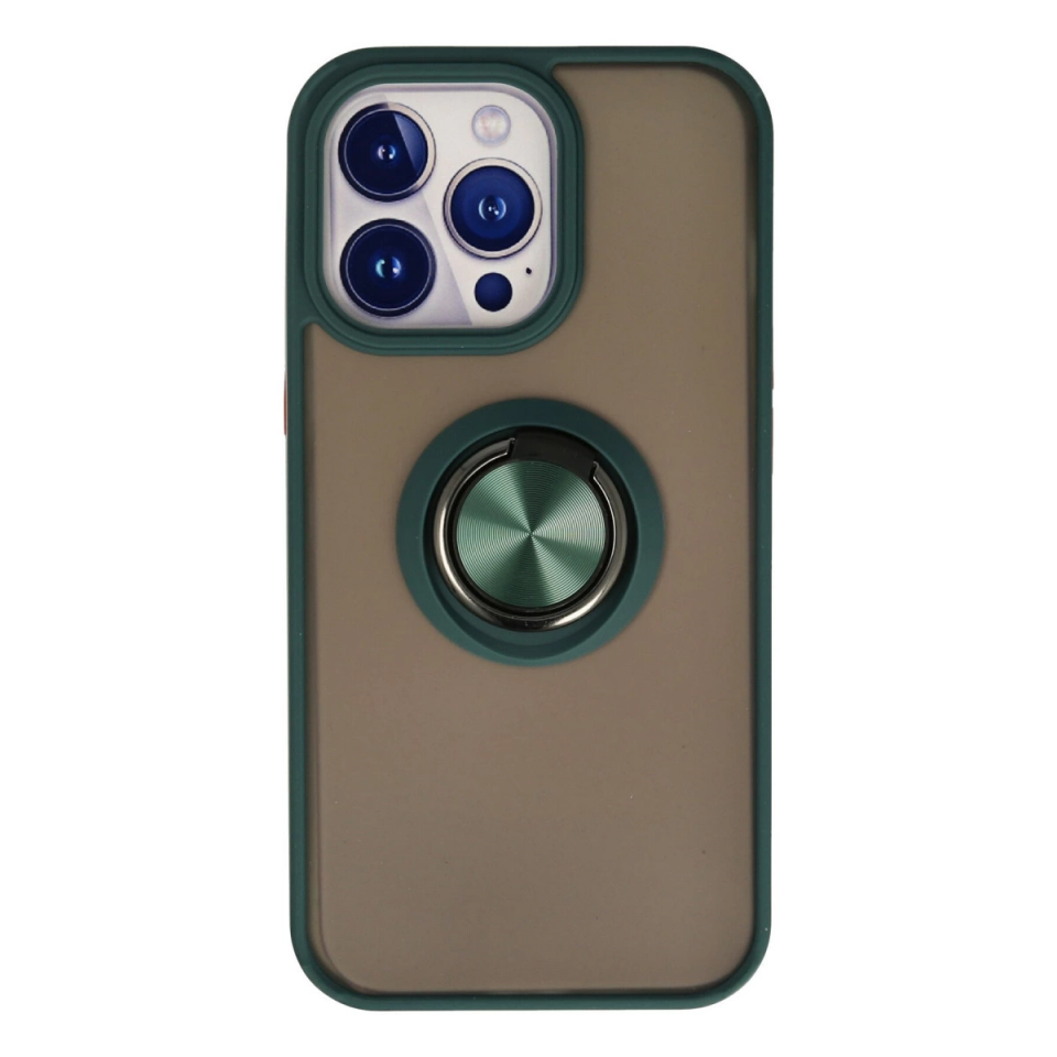 İphone 15 Pro Max Kılıf Montreal Yüzüklü Silikon Kapak - Yeşil