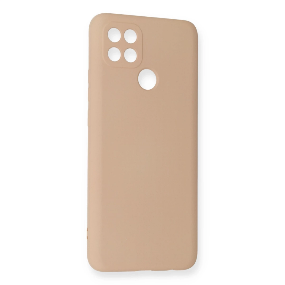 Oppo A15 Kılıf Nano İçi Kadife Silikon - Pudra