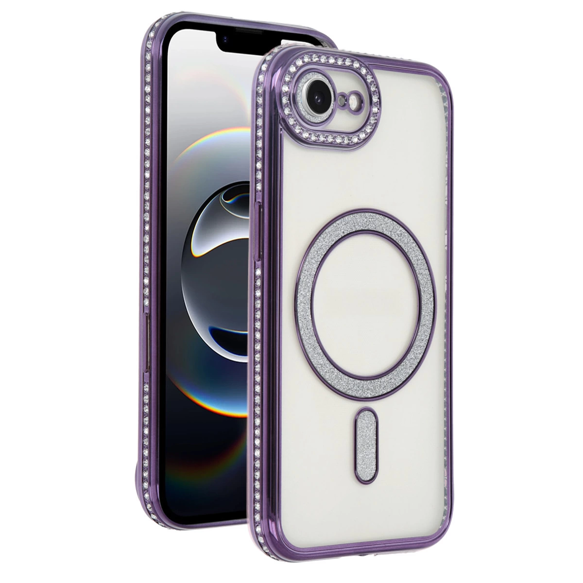 İphone 16e Joke Simli Magneticsafe Kılıf - Derin Mor