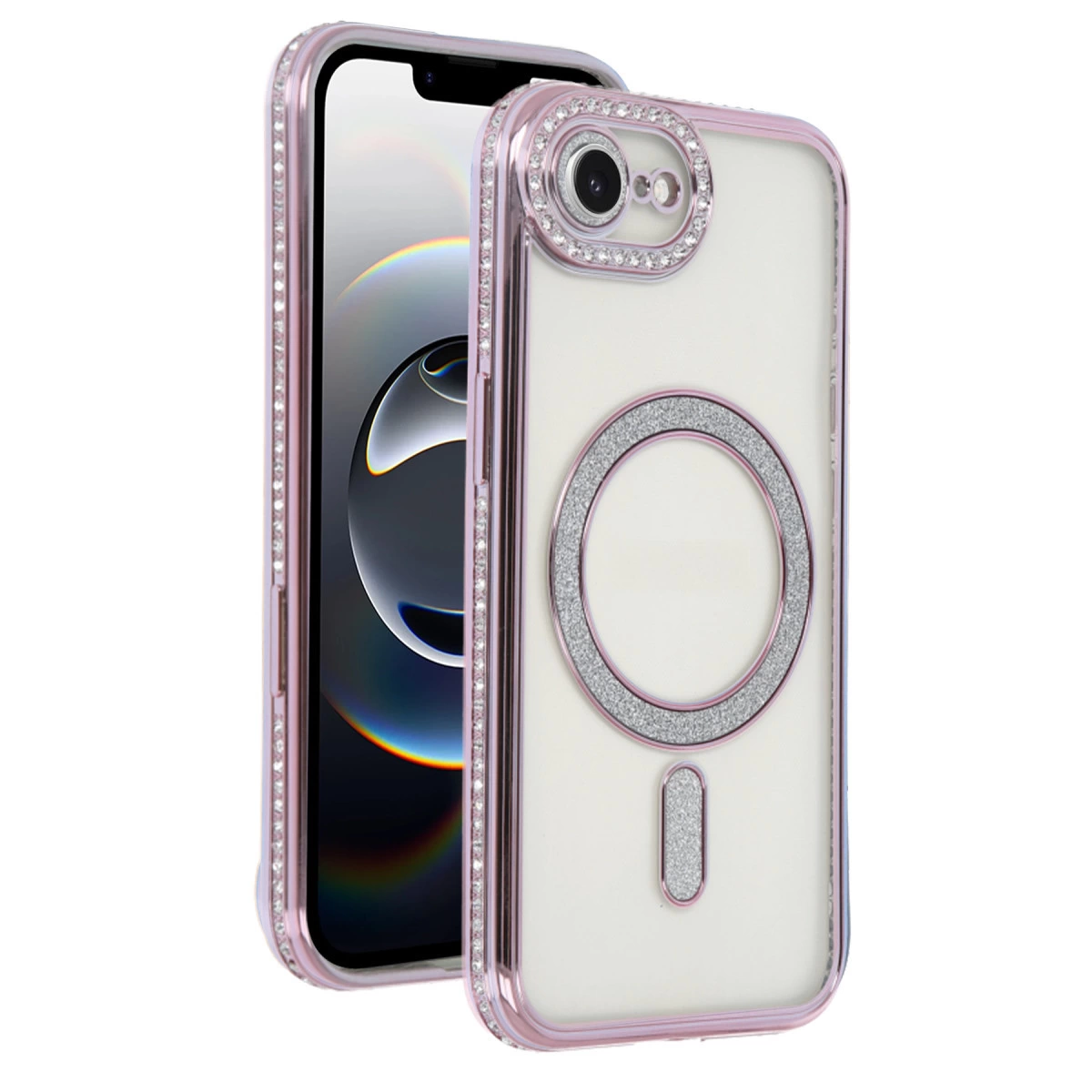 İphone 16e Joke Simli Magneticsafe Kılıf - Pembe