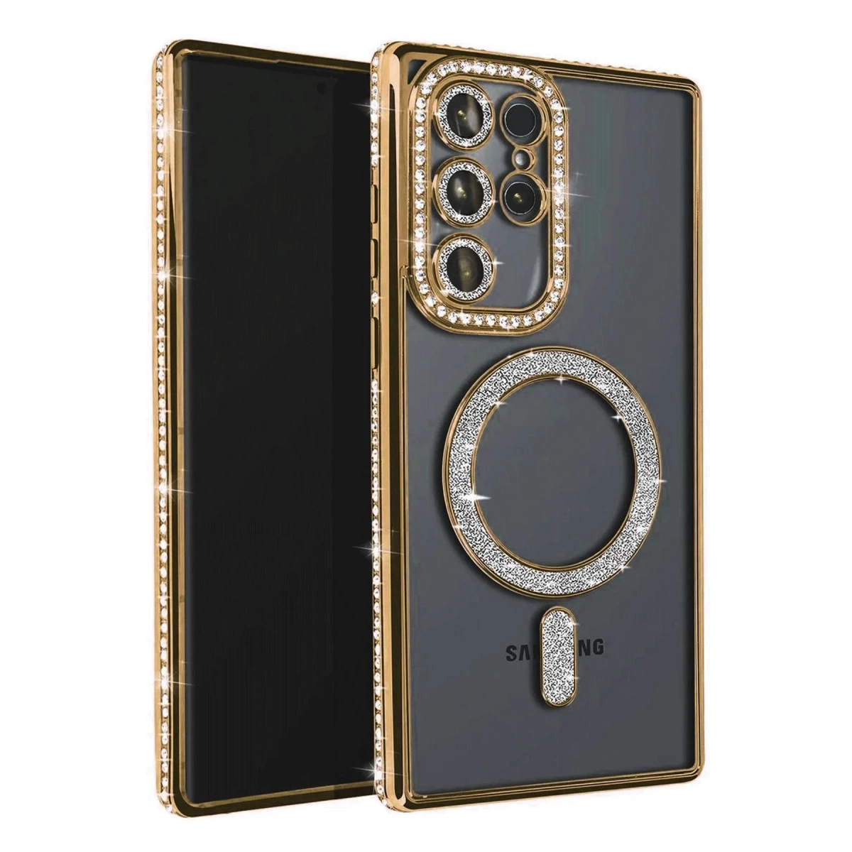 Samsung Galaxy S23 Ultra Joke Simli Magneticsafe Kılıf - Gold