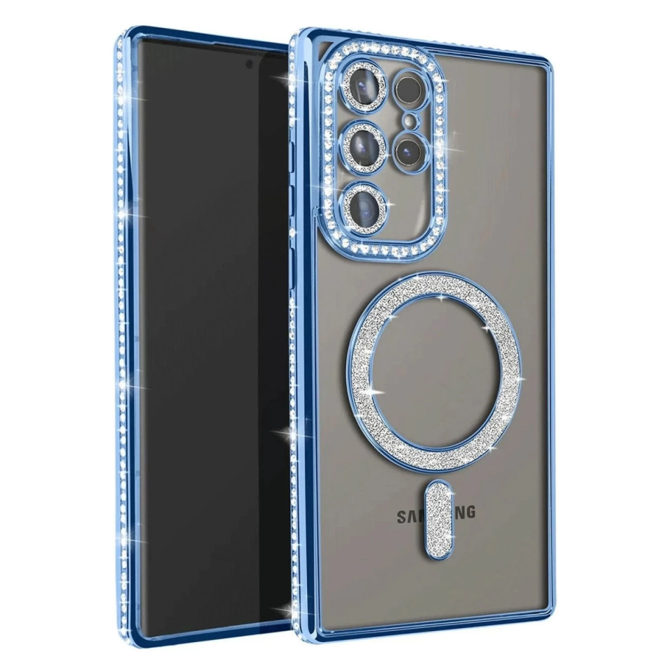 Samsung Galaxy S23 Ultra Joke Simli Magneticsafe Kılıf - Mavi