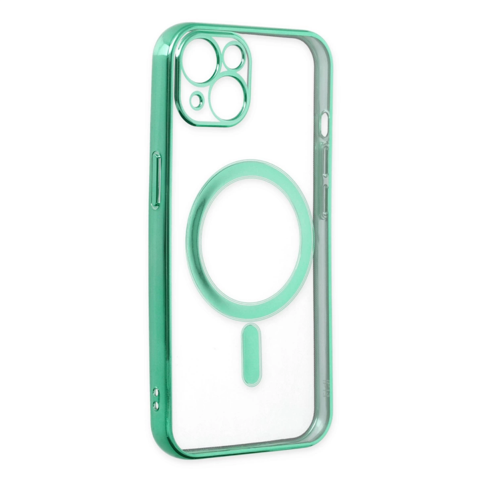 İphone 14 Plus Kılıf Magneticsafe Lazer Silikon - Haki Yeşil