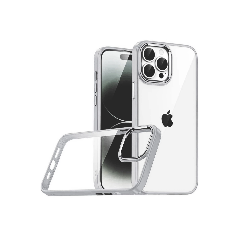 İphone 15 Pro Max Razer Lensli Silikon - Gümüş