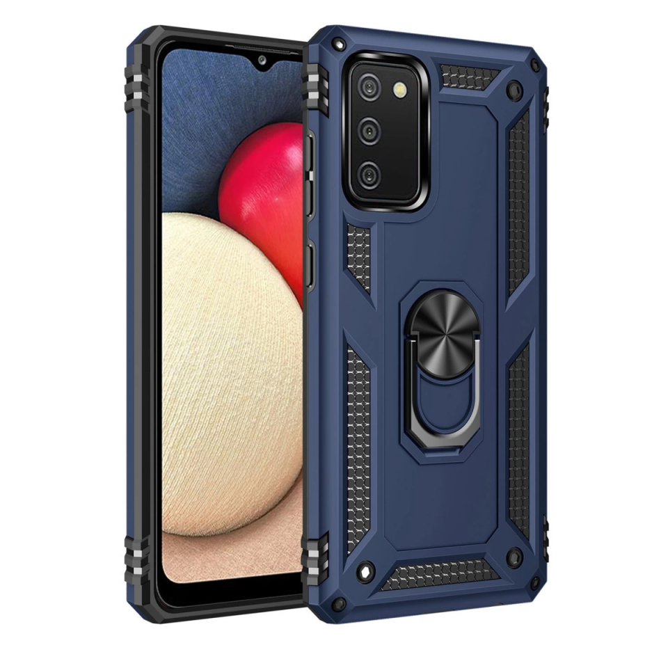 Samsung Galaxy A02s Kılıf Sofya Yüzüklü Silikon Kapak - Lacivert