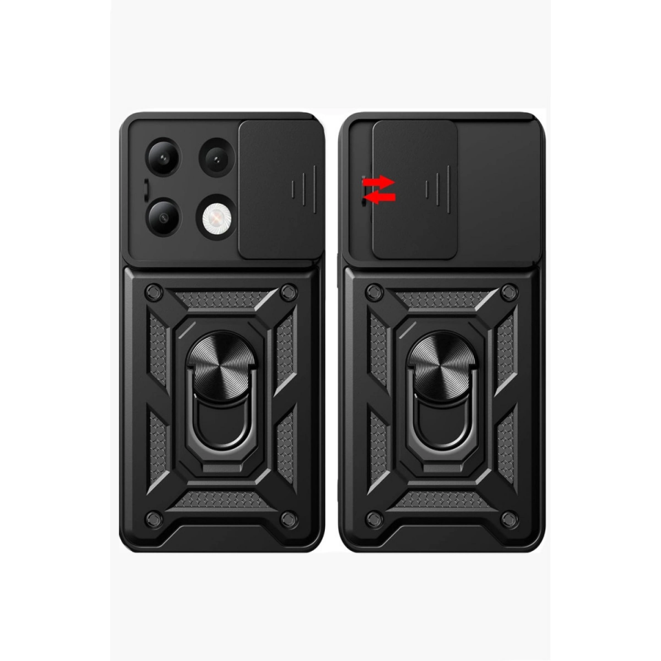 Xiaomi Redmi Note 13 4g Kılıf Pars Lens Yüzüklü Silikon - Siyah