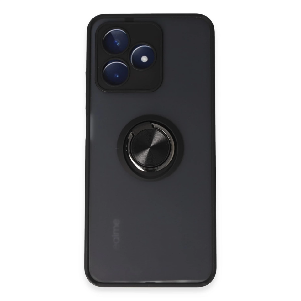 Realme C53 Kılıf Montreal Yüzüklü Silikon Kapak - Siyah