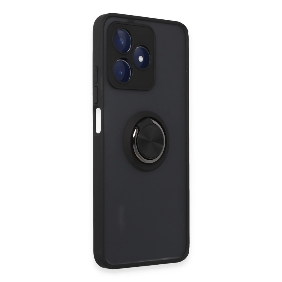 Realme C53 Kılıf Montreal Yüzüklü Silikon Kapak - Siyah