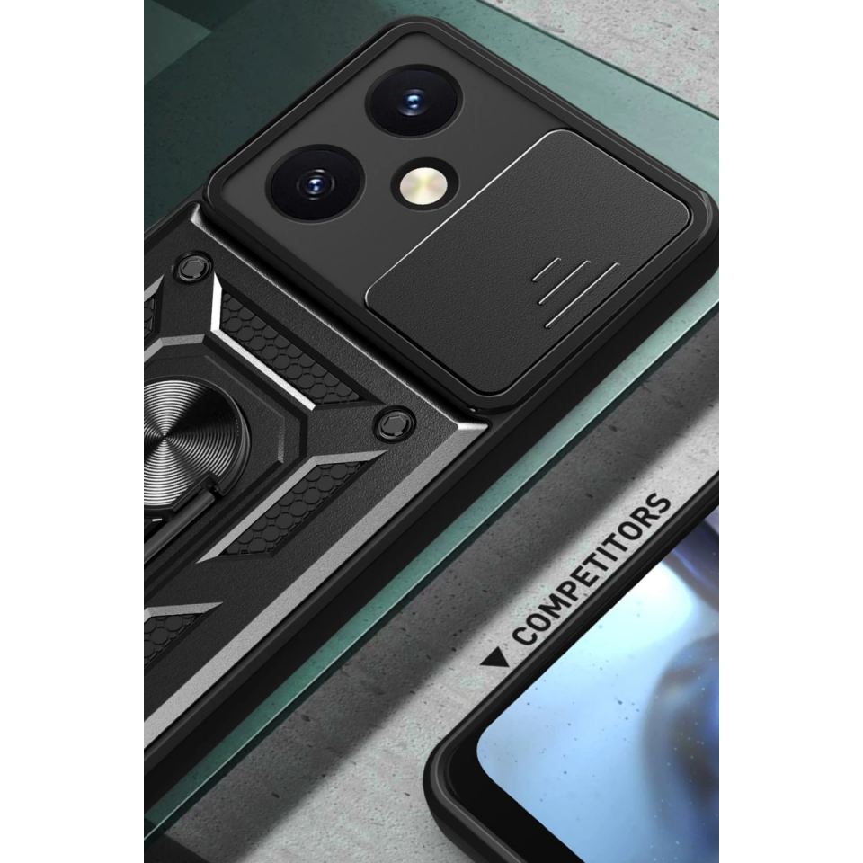 Vivo Y27 Kılıf Pars Lens Yüzüklü Silikon - Kırmızı
