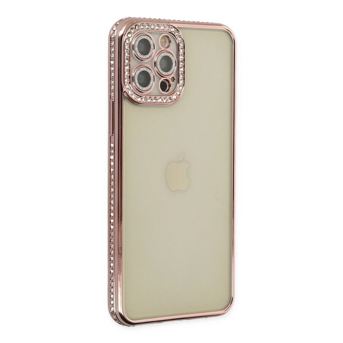 İphone 12 Pro Kılıf Joke Taşlı Silikon - Pembe