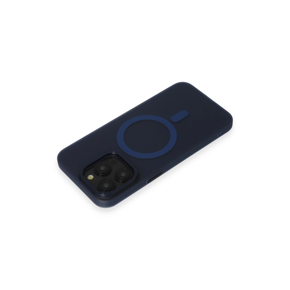 İphone 15 Pro Max Kılıf Lodos Magneticsafe Mat Kapak - Mavi