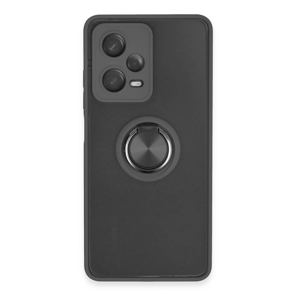 Xiaomi Redmi Note 12 5g Kılıf Montreal Yüzüklü Silikon Kapak - Siyah