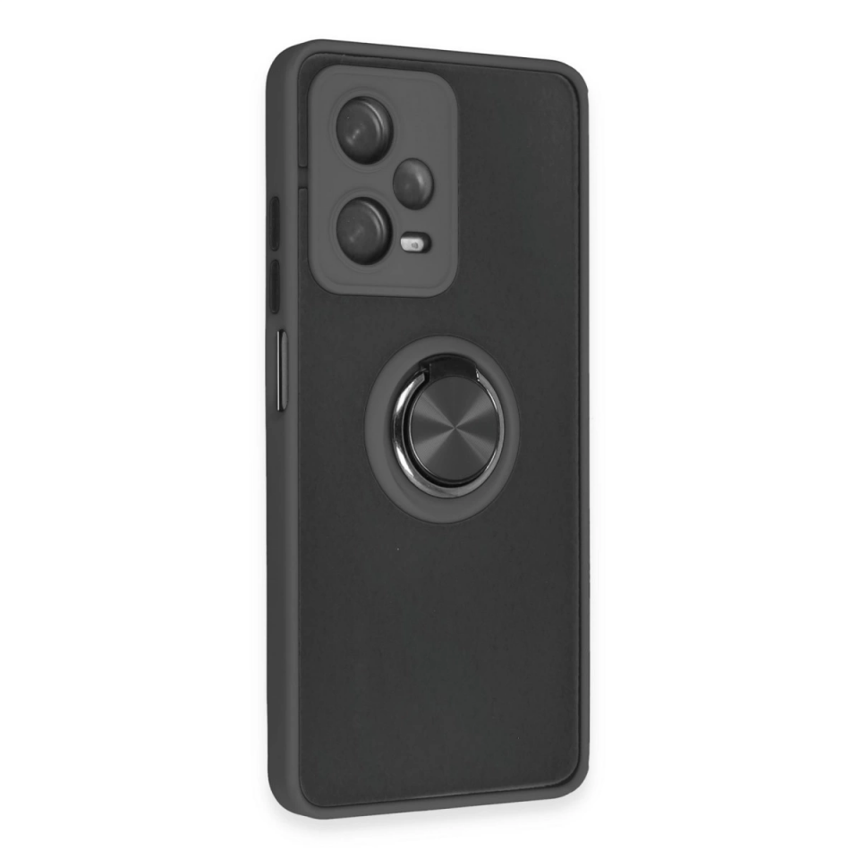 Xiaomi Redmi Note 12 5g Kılıf Montreal Yüzüklü Silikon Kapak - Siyah