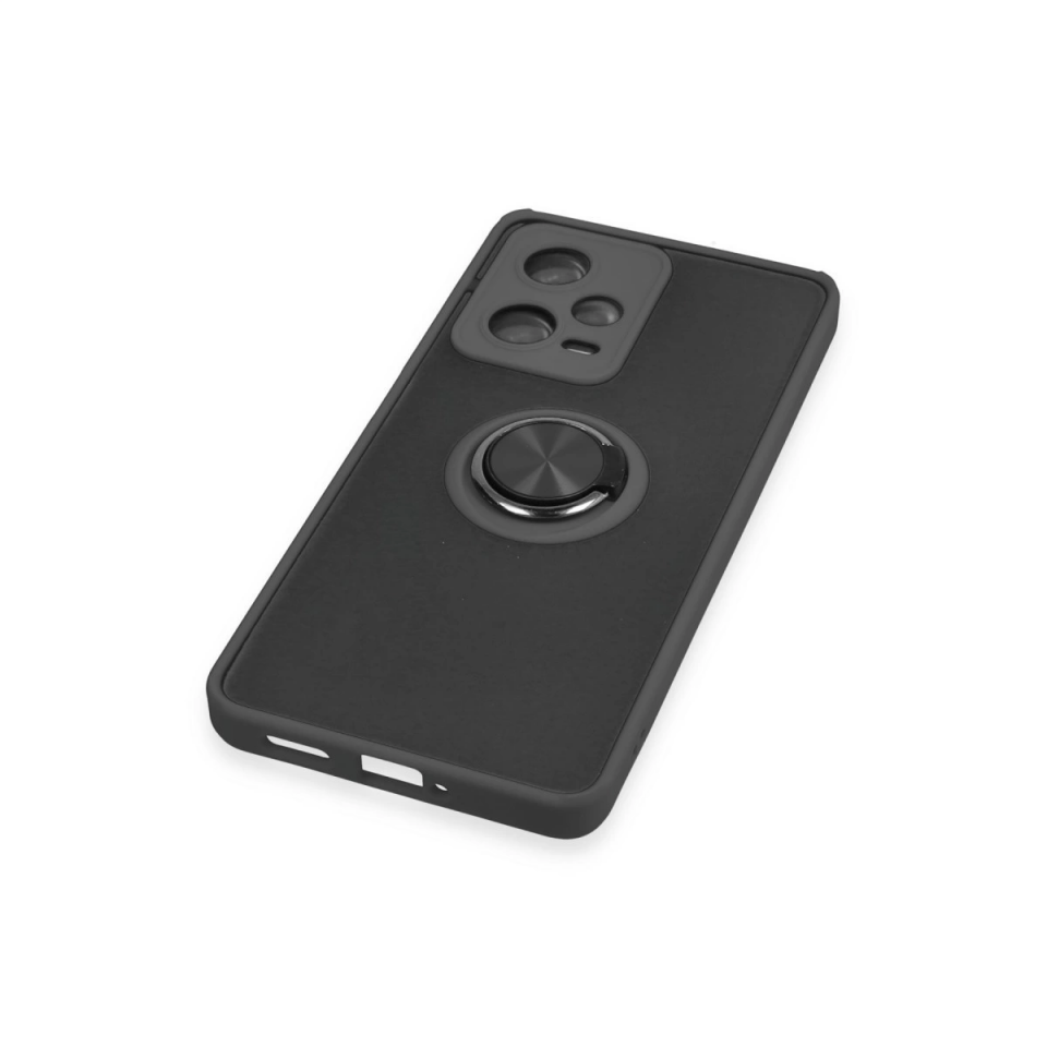 Xiaomi Redmi Note 12 5g Kılıf Montreal Yüzüklü Silikon Kapak - Siyah