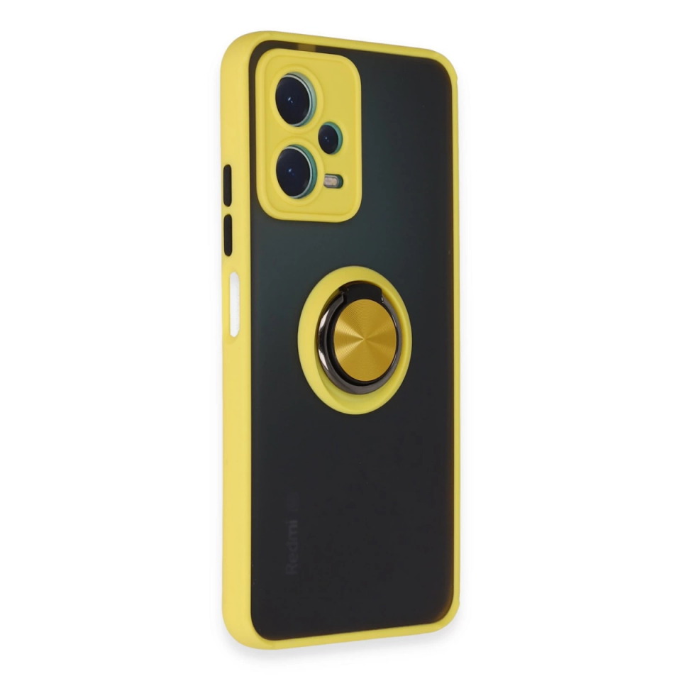 Xiaomi Redmi Note 12 5g Kılıf Montreal Yüzüklü Silikon Kapak - Sarı