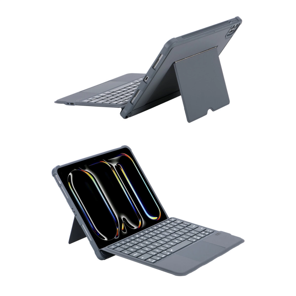 T5507d İpad Pro 11 (2022) Kılıf Palermo Ledli Klavyeli Standlı Tablet Kılıfı - Siyah