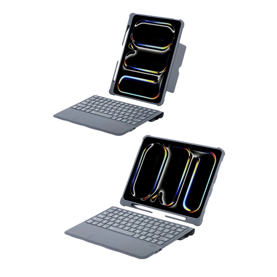 T5504d İpad Pro 11 (2024) Kılıf Palermo Ledli Klavyeli Standlı Tablet Kılıfı - Siyah