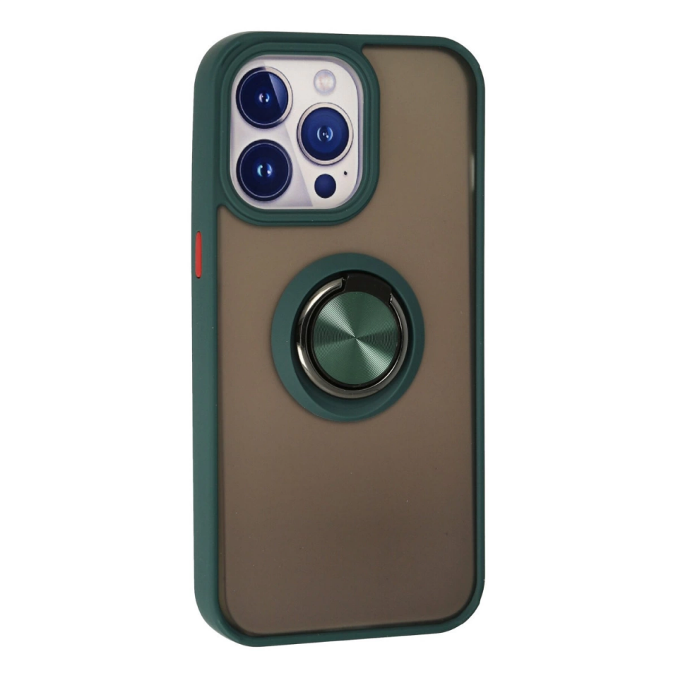 İphone 13 Pro Kılıf Montreal Yüzüklü Silikon Kapak - Yeşil