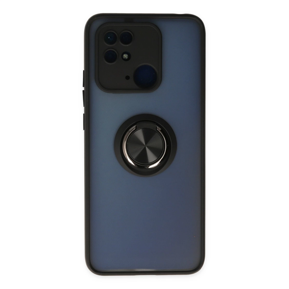 Xiaomi Poco C40 Kılıf Montreal Yüzüklü Silikon Kapak - Siyah