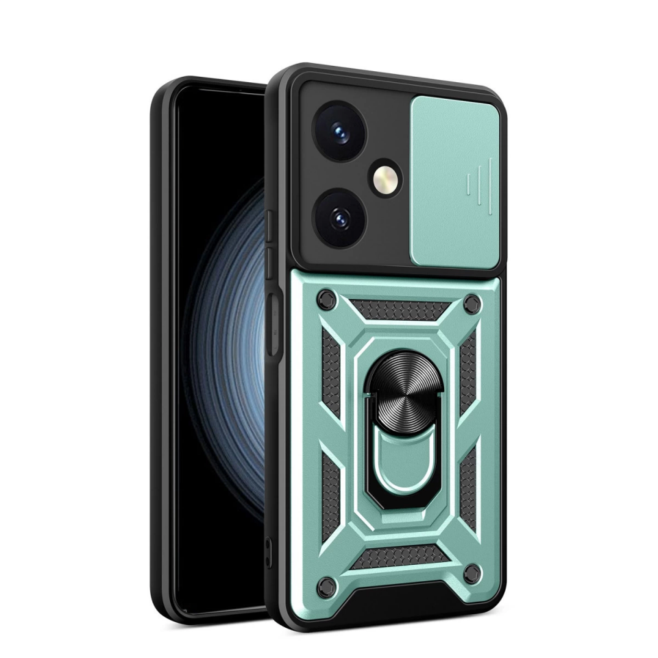 Vivo Y27 Kılıf Pars Lens Yüzüklü Silikon - Yeşil