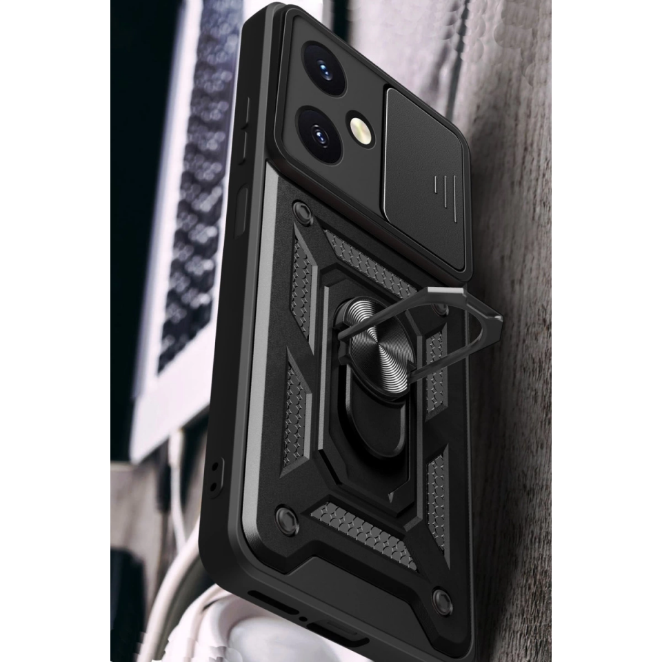 Vivo Y27 Kılıf Pars Lens Yüzüklü Silikon - Yeşil