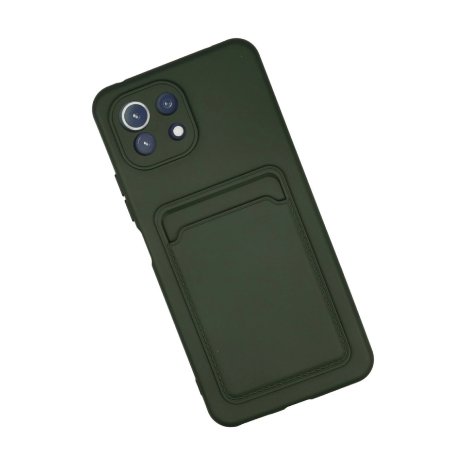 Xiaomi Mi 11 Kılıf Kelvin Kartvizitli Silikon - Koyu Yeşil