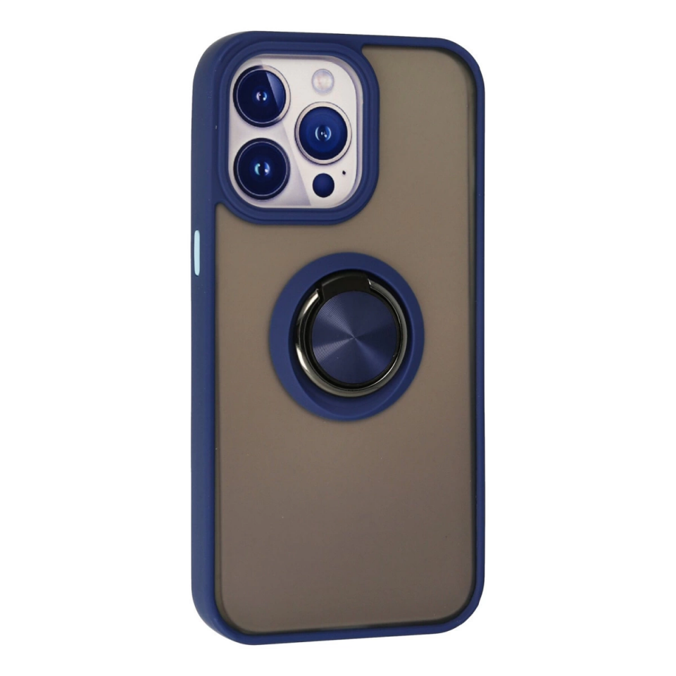 İphone 13 Pro Max Kılıf Montreal Yüzüklü Silikon Kapak - Lacivert