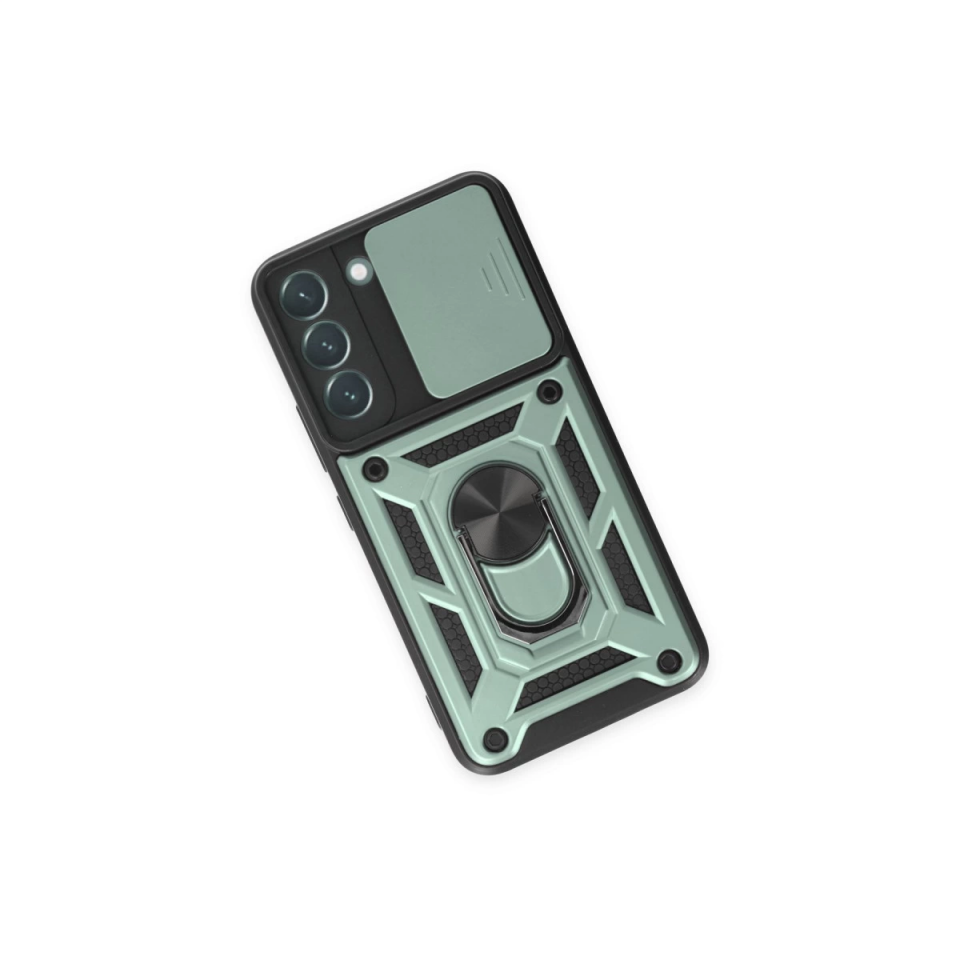 Samsung Galaxy S24 Kılıf Pars Lens Yüzüklü Silikon - Yeşil