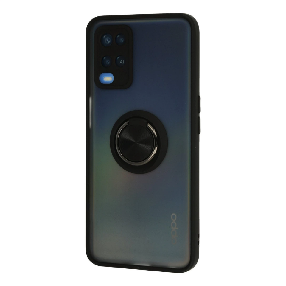 Oppo A54 4g Kılıf Montreal Yüzüklü Silikon Kapak - Siyah