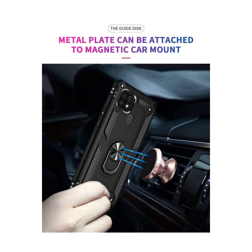 Realme C21 Kılıf Sofya Yüzüklü Silikon Kapak - Siyah