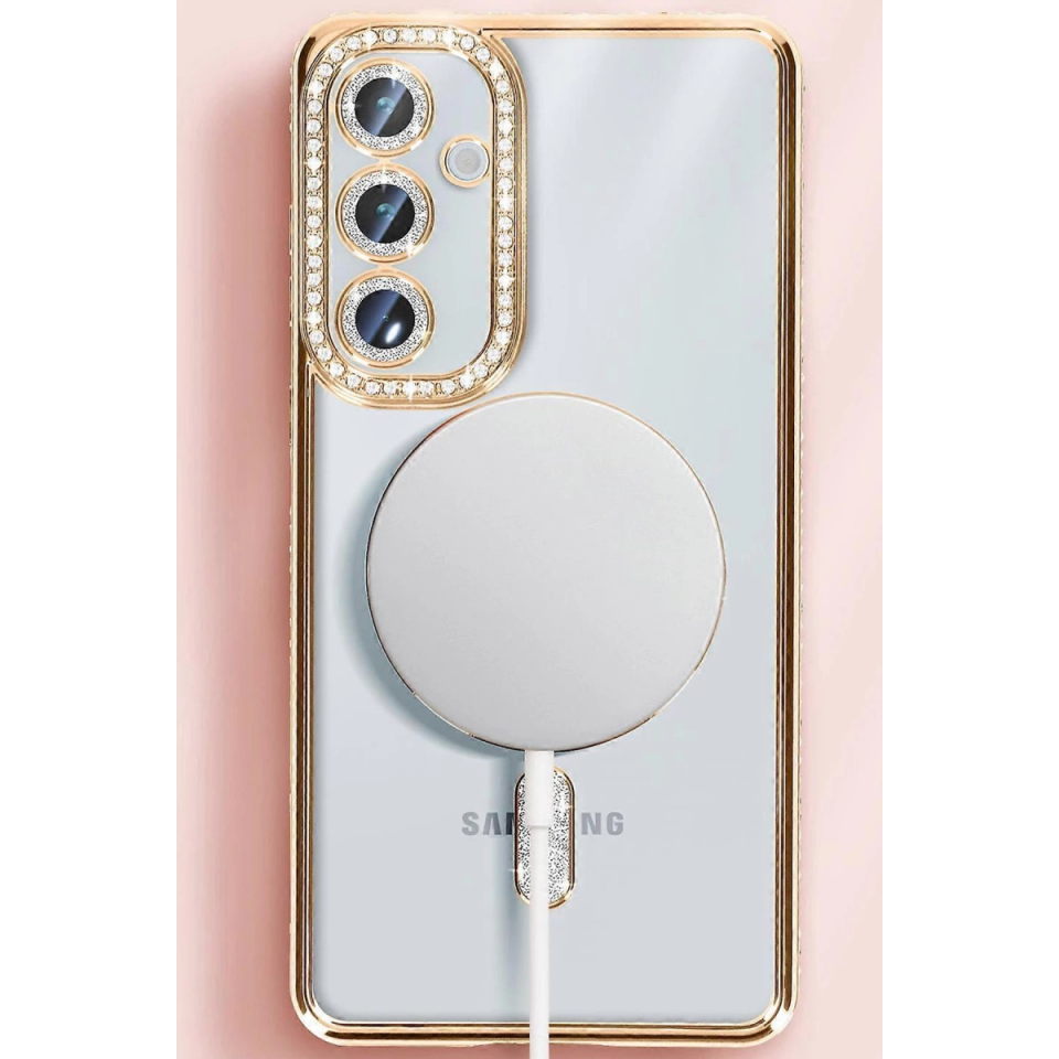 Samsung Galaxy S25 Kılıf Joke Simli Magneticsafe Kılıf - Siyah