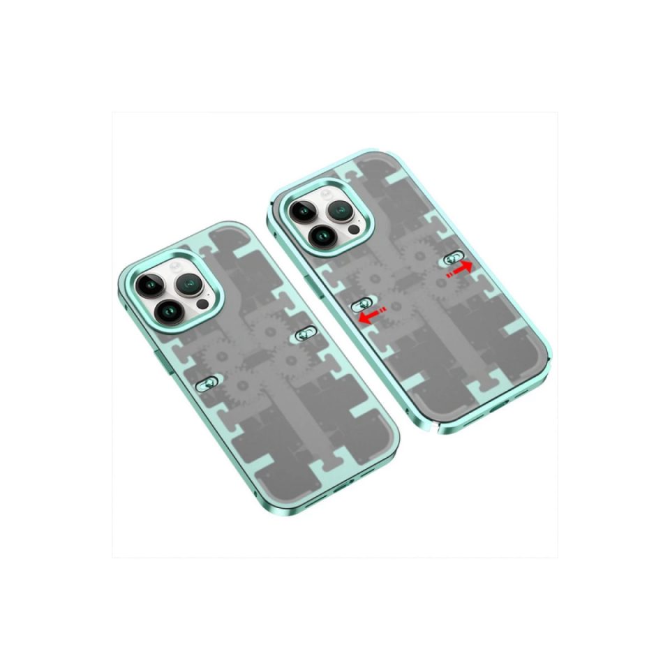İphone 13 Pro Kılıf Mekanik Bumper Kapak - Yeşil