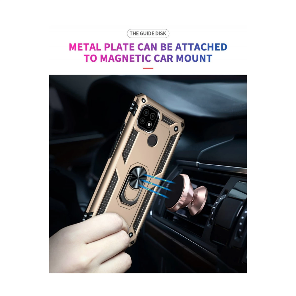 Realme C21 Kılıf Sofya Yüzüklü Silikon Kapak - Gold