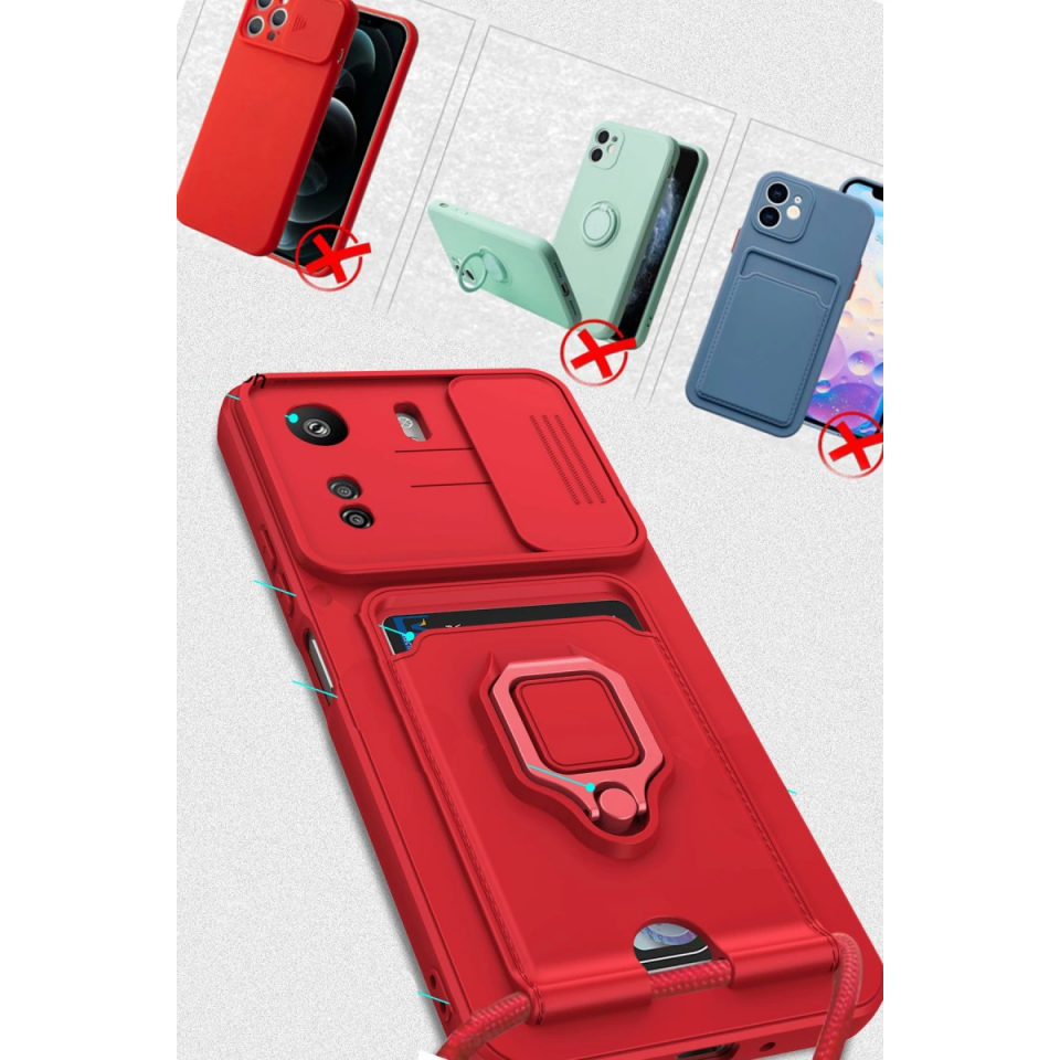 Xiaomi Redmi 13c Kılıf Zuma Kartvizitli Yüzüklü Silikon - Yeşil