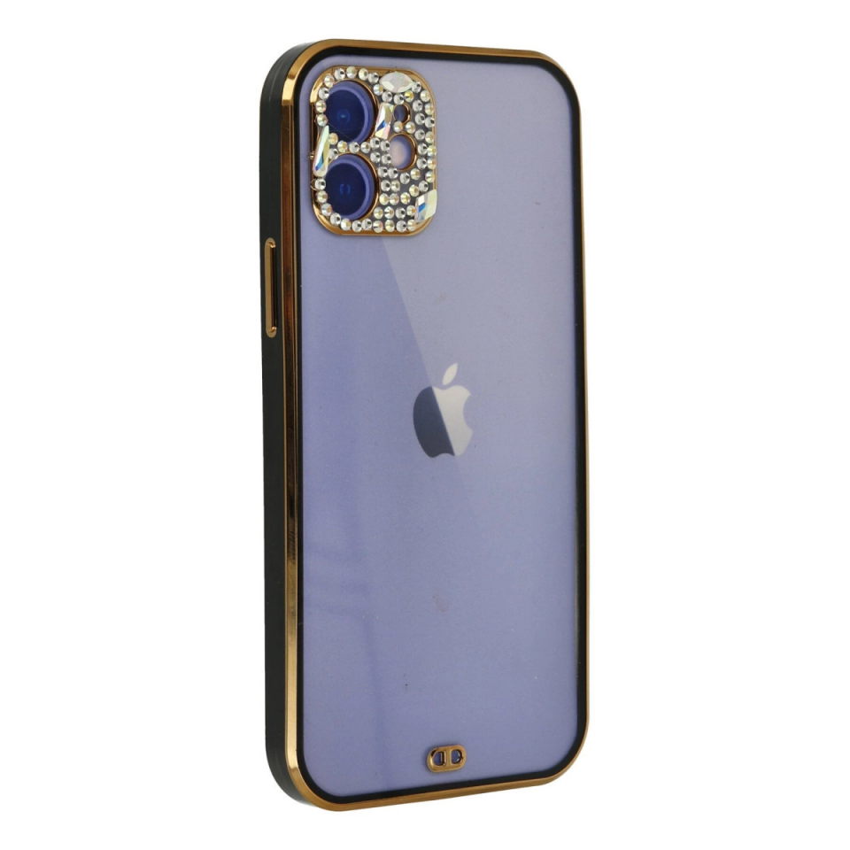 İphone 12 Kılıf Liva Taşlı Silikon - Siyah
