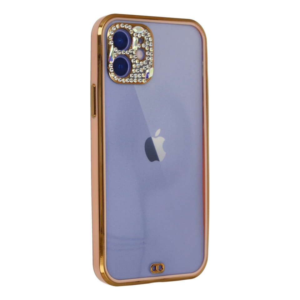 İphone 12 Kılıf Liva Taşlı Silikon - Pembe