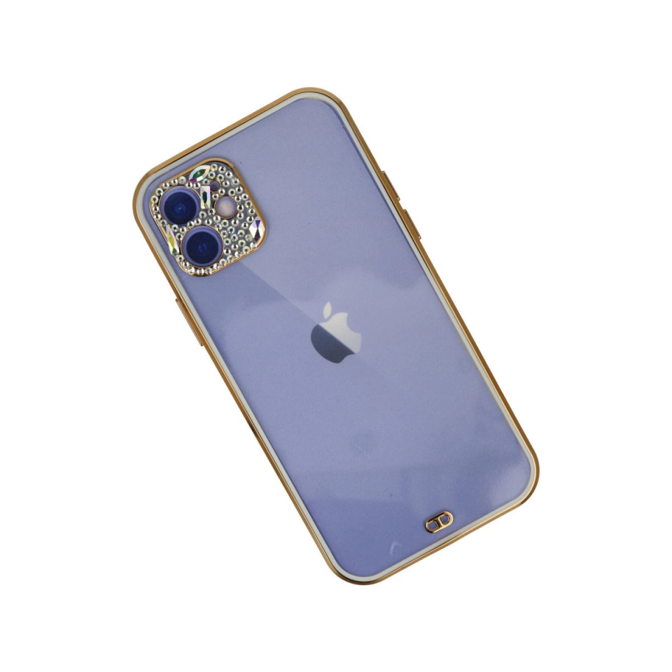 İphone 12 Kılıf Liva Taşlı Silikon - Beyaz