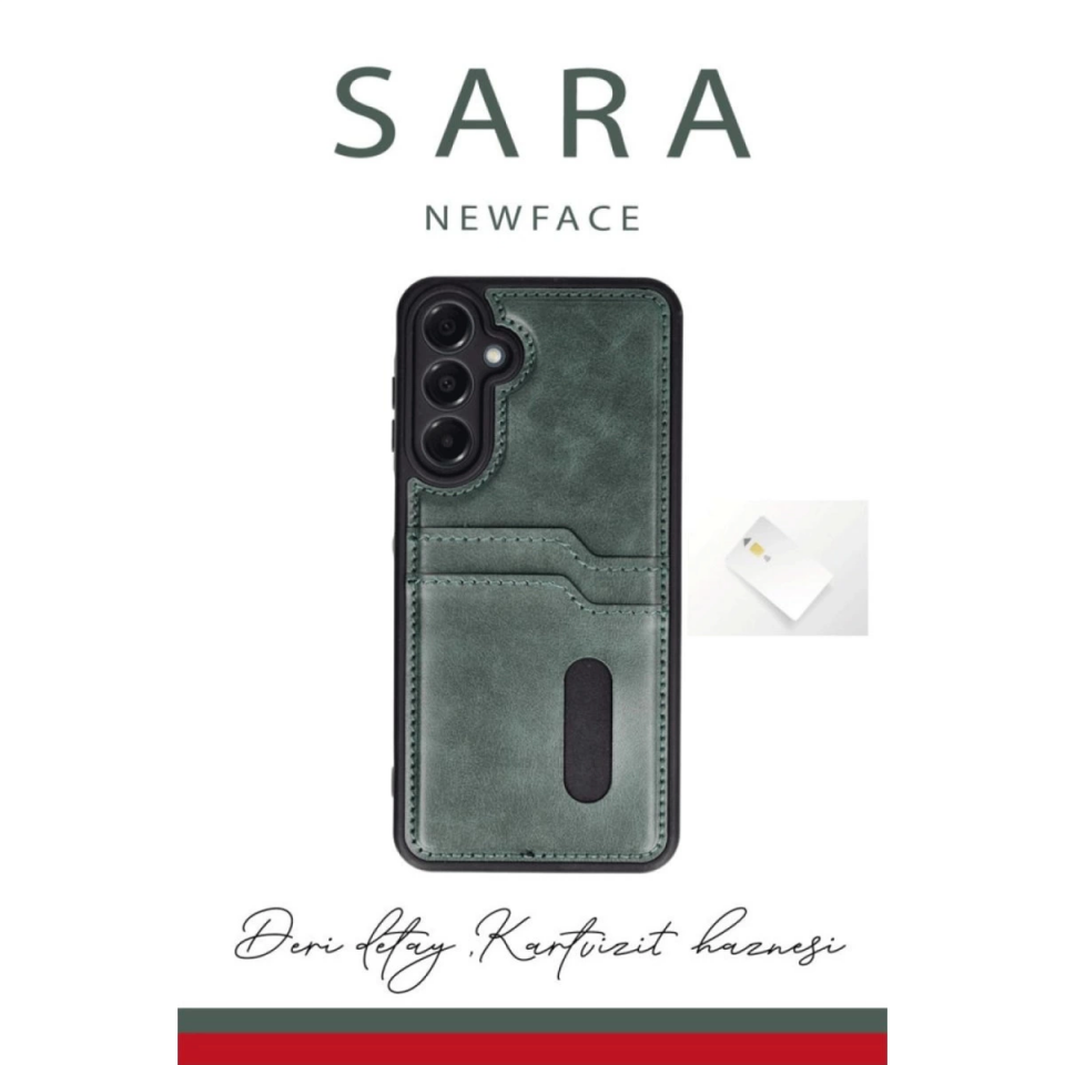 Samsung Galaxy A26 Kılıf Sara Kartvizitli Deri Kılıf - Taba