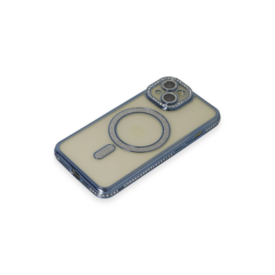İphone 15 Kılıf Joke Simli Magneticsafe Kılıf - Lacivert