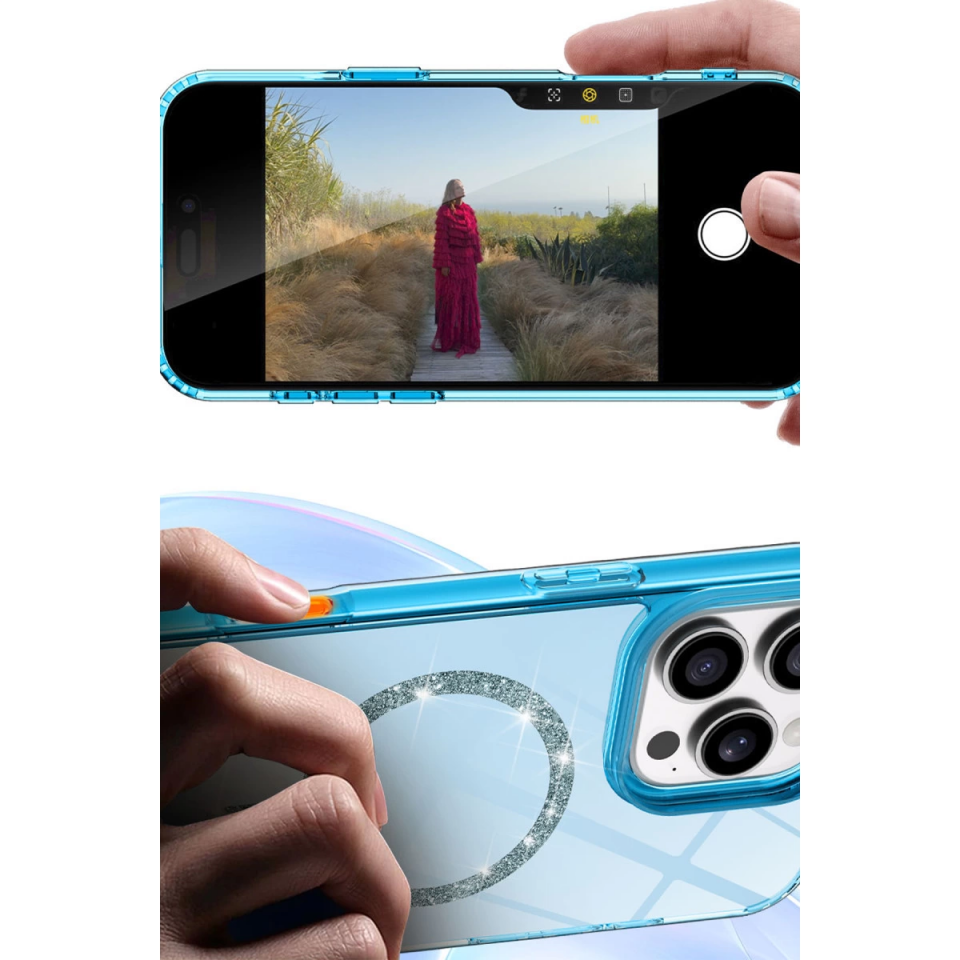 İphone 14 Live Diamond Magsafe Kapak - Mavi