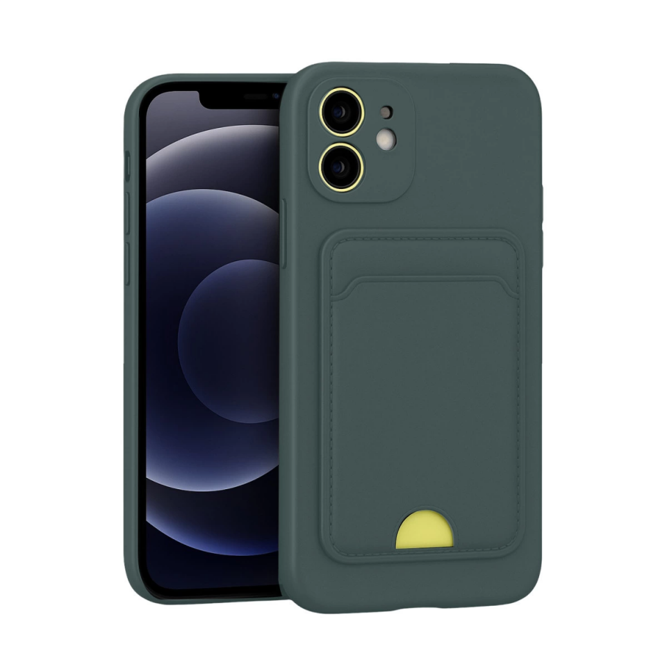 İphone 11 Kılıf Kelvin Kartvizitli Silikon - Koyu Yeşil