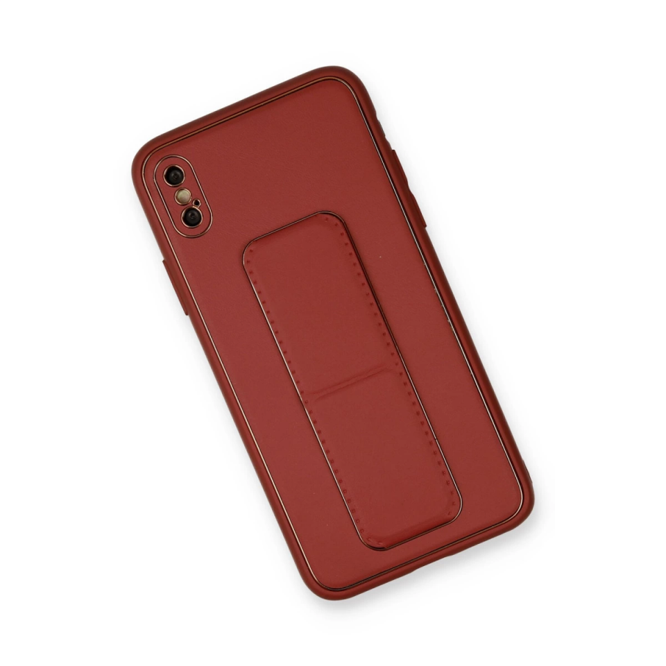 İphone Xs Max Kılıf Coco Deri Standlı Kapak - Fuşya
