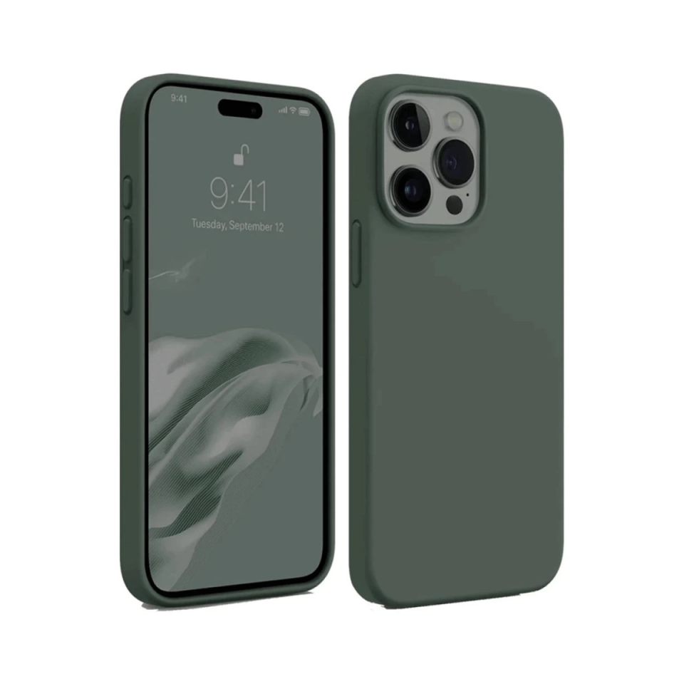İphone 15 Pro Max Kılıf First Silikon - Koyu Yeşil